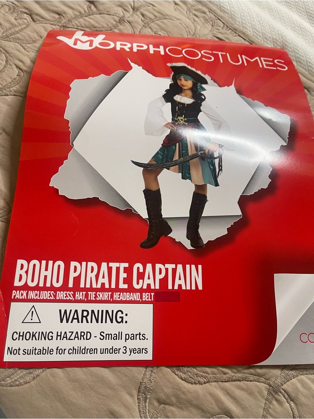 Boho Pirate Captain kids costume sz M included are Dress, Hat, headband and belt